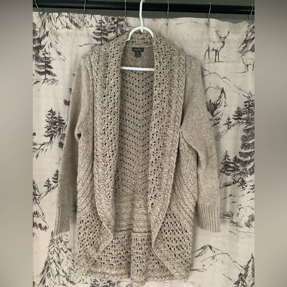 Eddie Bauer Cozy Beige Knit Cardigan Sweater